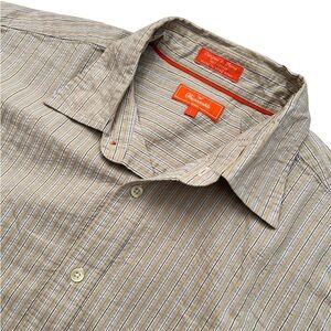 Faconnable Stripped Brown Botton Down Long Sleeve Casual Men's Shirt Size L